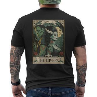 Monster Lovers Tarot Card Gothic Frankenstein Halloween Men's T-shirt Back Print - Monsterry