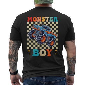 Monster Truck Boy Family Matching Monster Trucks Birthday Men's T-shirt Back Print - Thegiftio UK