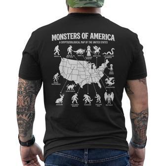 Monsters Of America Cryptid Map United States Folklore Men's T-shirt Back Print - Thegiftio