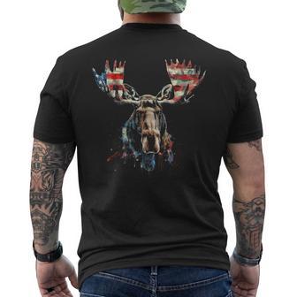 Moose American Flag Usa Nature Patriotic Moose Lover Men's T-shirt Back Print - Thegiftio UK