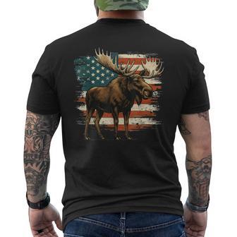 Moose Usa Flag Alaska Wildlife Men's T-shirt Back Print - Thegiftio UK