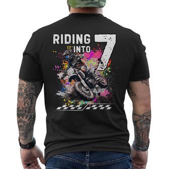 Motocross Birthday 7Th Year Old Riding Into 7 Mx Dirt Bike Men's T-shirt Back Print - Thegiftio