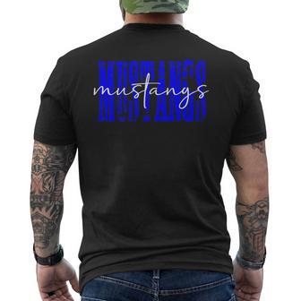 Mustangs School Spirit Game Day Blue Mustang Distressed Men's T-shirt Back Print - Thegiftio UK