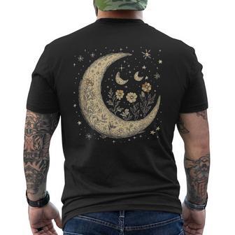 Mystic Cottagecore Lunar Celestial Flowers Stars & Moon Men's T-shirt Back Print | Seseable UK
