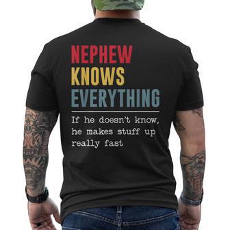 Nephew Knows Everything Father's Day Men's T-shirt Back Print - Monsterry UK