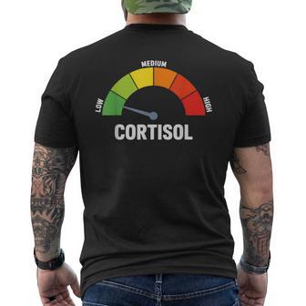 Niedriger Cortisolspiegel Meme T-Shirt mit Rückendruck - Seseable