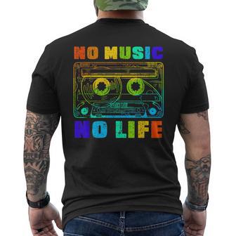 No Music No Life、ヴィンテージカセット音楽愛好家。 メンズTシャツ バックプリント - Kawaiitshirt