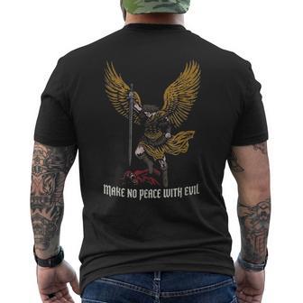 Make No Peace With Evil Vintage Christan Warrior Angel Men's T-shirt Back Print - Thegiftio UK
