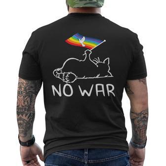 No War Peace Movement World Peace Peace Flag Cat メンズTシャツ バックプリント - Kawaiitshirt