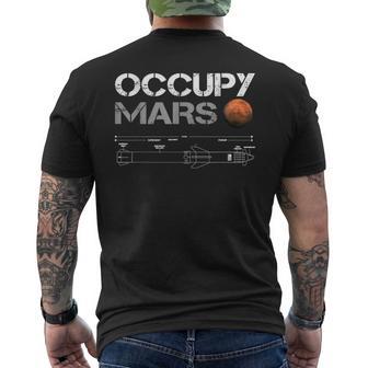 Occupy Mars ロケット メンズTシャツ バックプリント - Kawaiitshirt