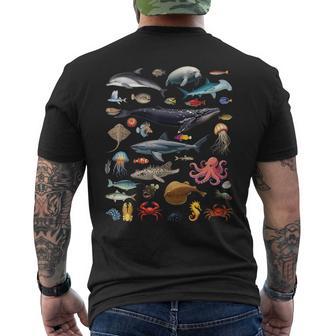 Ocean Creatures Ocean Life Exploration Sea Animals Wildlife Men's T-shirt Back Print - Monsterry