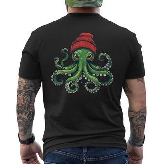 Octopus Wearing Beanie Men's T-shirt Back Print - Thegiftio UK