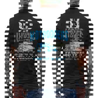 Old Hotrodders Never Die They Just Run Out Of Gas 米国車 ホットロッド メンズTシャツ バックプリント - Kawaiitshirt