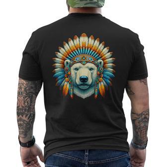 Ours Polaire Indigène Indien Plumes Indiennes T-shirt imprimé au dos - Cadeauxyz