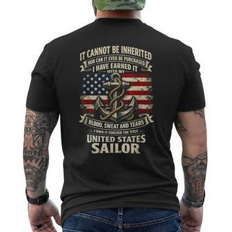 Own Forever The Title US Sailor Military Veteran Flag Usa Men's T-shirt Back Print - Monsterry