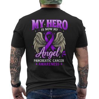 Pancreatic Cancer Awareness Memorial Ribbon Purple Support Men's T-shirt Back Print | Mazezy