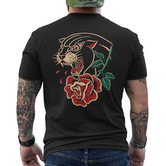 Panther Rose アメリカントラディショナルタトゥーインク オールドスクール メンズTシャツ バックプリント - Kawaiitshirt