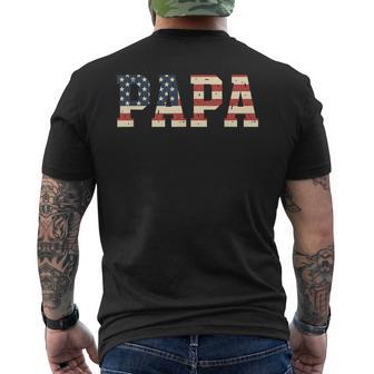 Papa American Flag Grandpa Dad Kids Patriotic Family Men's T-shirt Back Print - Thegiftio UK