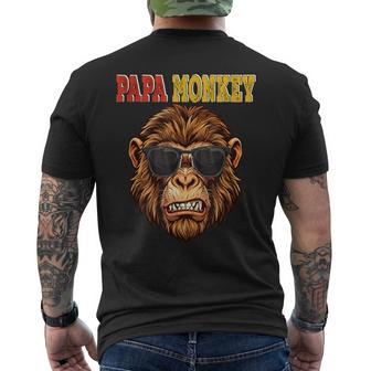 Papa Costume Monkey Sunglasses Father's Day Family Men's T-shirt Back Print - Monsterry