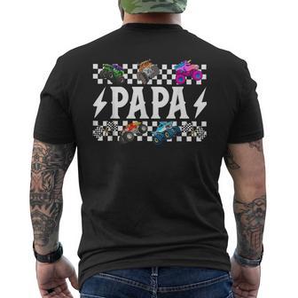 Papa Retro Monster Truck Family Crew Birthday Matching Men's T-shirt Back Print - Thegiftio UK