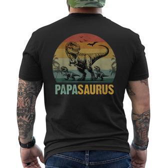 Papasaurus Of Two Kids Retro Papa Dinosaur Fathers Day Men's T-shirt Back Print - Monsterry UK