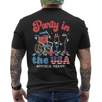 Party In The Usa Physical Therapy Pt Therapist 4Th Of July Men's T-shirt Back Print - Thegiftio UK