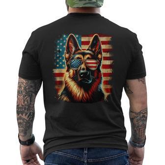 Patriotic American Flag German Shepherd 4Th Of July Men's T-shirt Back Print - Thegiftio UK
