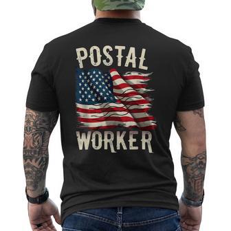 Patriotic American Flag Postal Worker Men's T-shirt Back Print - Thegiftio UK