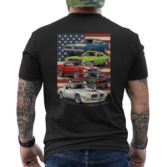Patriotic American Flag Retro Muscle Old Car Guy Cars Lover Men's T-shirt Back Print - Thegiftio UK