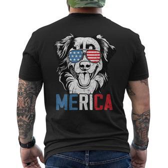 Patriotic Australian Shepherd Dog Merica 4Th Of July Men's T-shirt Back Print - Thegiftio UK