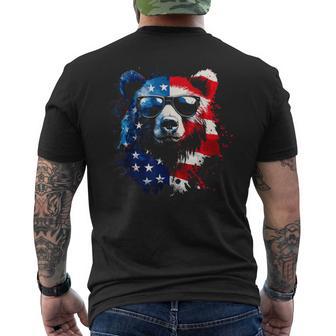 Patriotic Bear American Flag Grizzly Bear 4Th Of July Men's T-shirt Back Print - Thegiftio UK