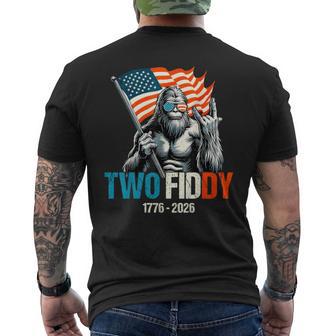 Patriotic Bigfoot Two Fiddy American Flag 4Th Of July Men's T-shirt Back Print - Monsterry