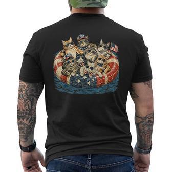 Patriotic Cats Pool Float Summer Fourth Of July Men's T-shirt Back Print | Seseable UK