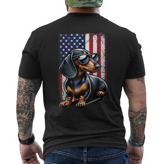 Patriotic Dachshund American Flag 4Th Of July Wiener Dog Men's T-shirt Back Print - Thegiftio UK