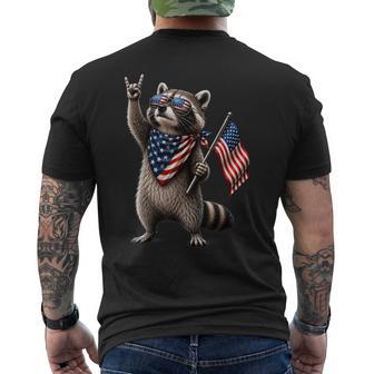 Patriotic Raccoon Usa Flag Vintage Fourth Of July Men's T-shirt Back Print - Thegiftio UK