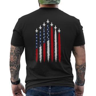 Patriotic Red White Blue American Flag Fighter Jets 4Th July Men's T-shirt Back Print - Thegiftio UK