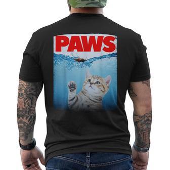 Paws Parody Cat Chasing A Cutecared Mouse Cat Lover メンズTシャツ バックプリント - Kawaiitshirt