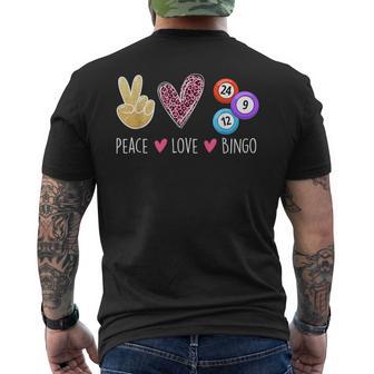 Peace Love Bingo Bingo Lover Gambler Gambling Men's T-shirt Back Print - Monsterry