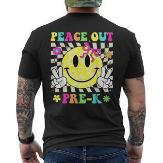 Peace Out Pre-K Last Day Of Pre-K Bow Smile Face Men's T-shirt Back Print - Thegiftio