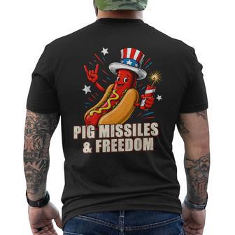 Pig Missiles And Freedom 4Th Of July Patriotic Hotdog Men's T-shirt Back Print - Thegiftio UK