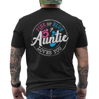 Pink Or Blue Auntie Loves You Gender Reveal Family Men's T-shirt Back Print - Thegiftio UK