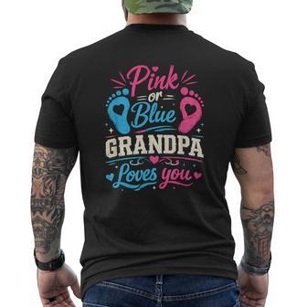 Pink Or Blue Grandpa Loves You Gender Reveal Fathers Day Men's T-shirt Back Print - Thegiftio UK