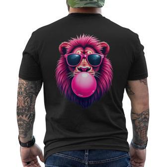 Pink Lion Blowing Bubble Gum Men's T-shirt Back Print - Thegiftio UK