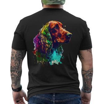 Pintura Al Óleo Irlandesaetter Perro Lindo Retrato Colorido Camiseta Hombre Estampado Espalda - Regaloses
