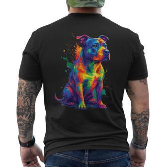 Pit Bull Dog Colorful Men's T-shirt Back Print - Monsterry