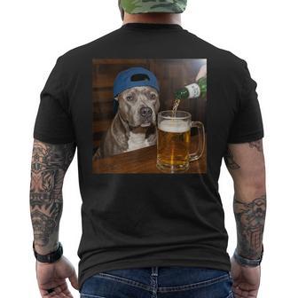 Pit Bull Drinking Beer Dog Meme Men's T-shirt Back Print | Mazezy