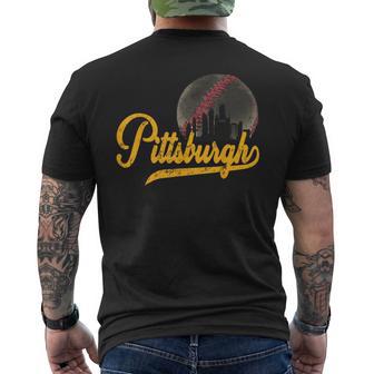 Pittsburgh Jersey Style Vintage Pittsburgh Skyline Men's T-shirt Back Print - Thegiftio UK