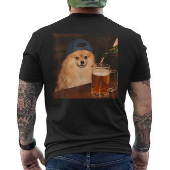 Pomeranian Drinking Beer Fathers Day Dog Meme Men's T-shirt Back Print | Mazezy