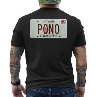 Pono ヴィンテージ ハワイ ナンバープレート メンズTシャツ バックプリント - Kawaiitshirt
