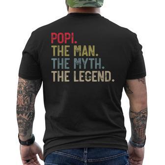 Popi The Man The Myth The Legend Father's Day For Grandpa Men's T-shirt Back Print - Thegiftio UK